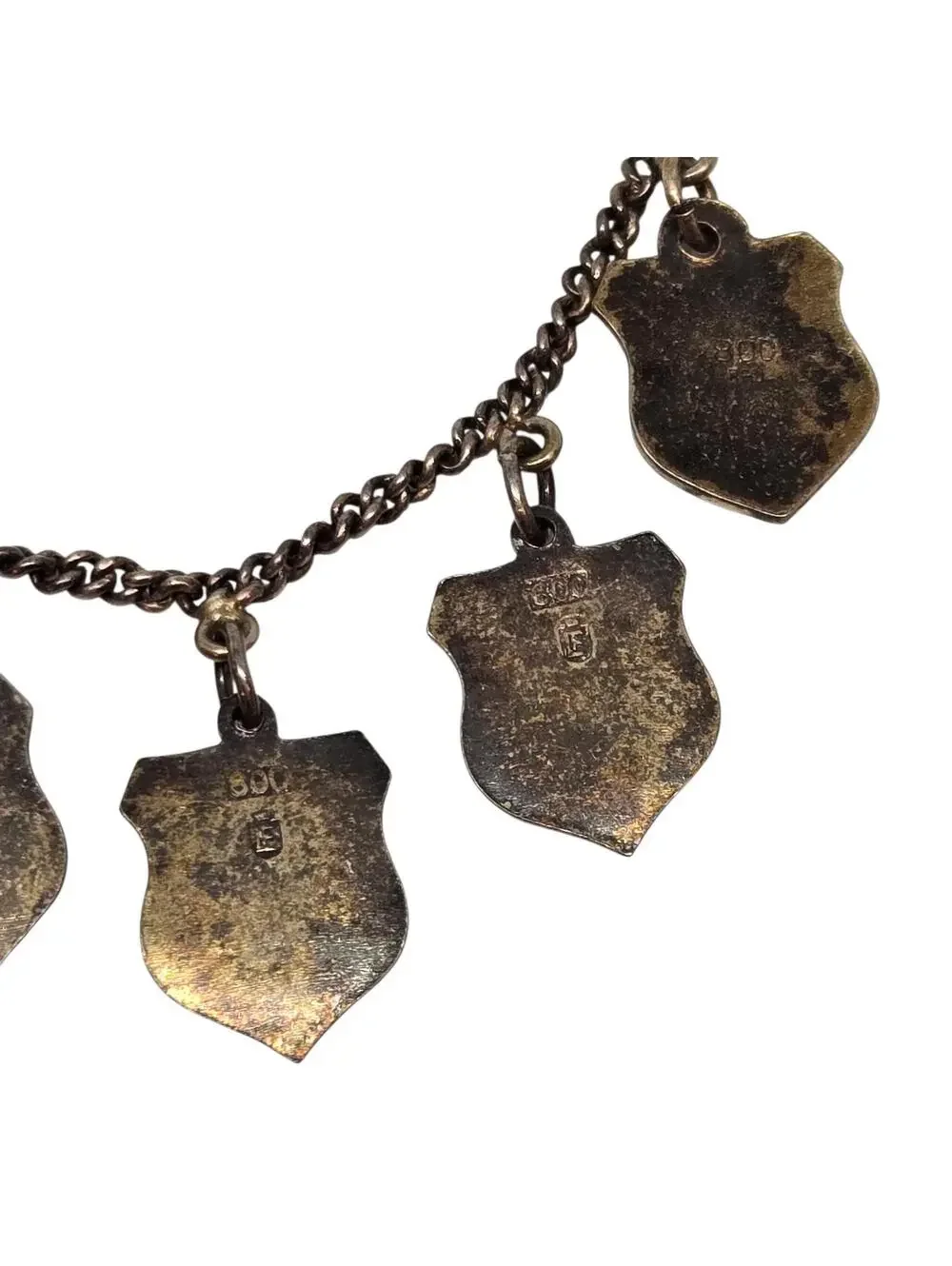 Vintage German City Crest Charm BRACELET, Six Enamel Travel SOUVENIR 800 SILVER